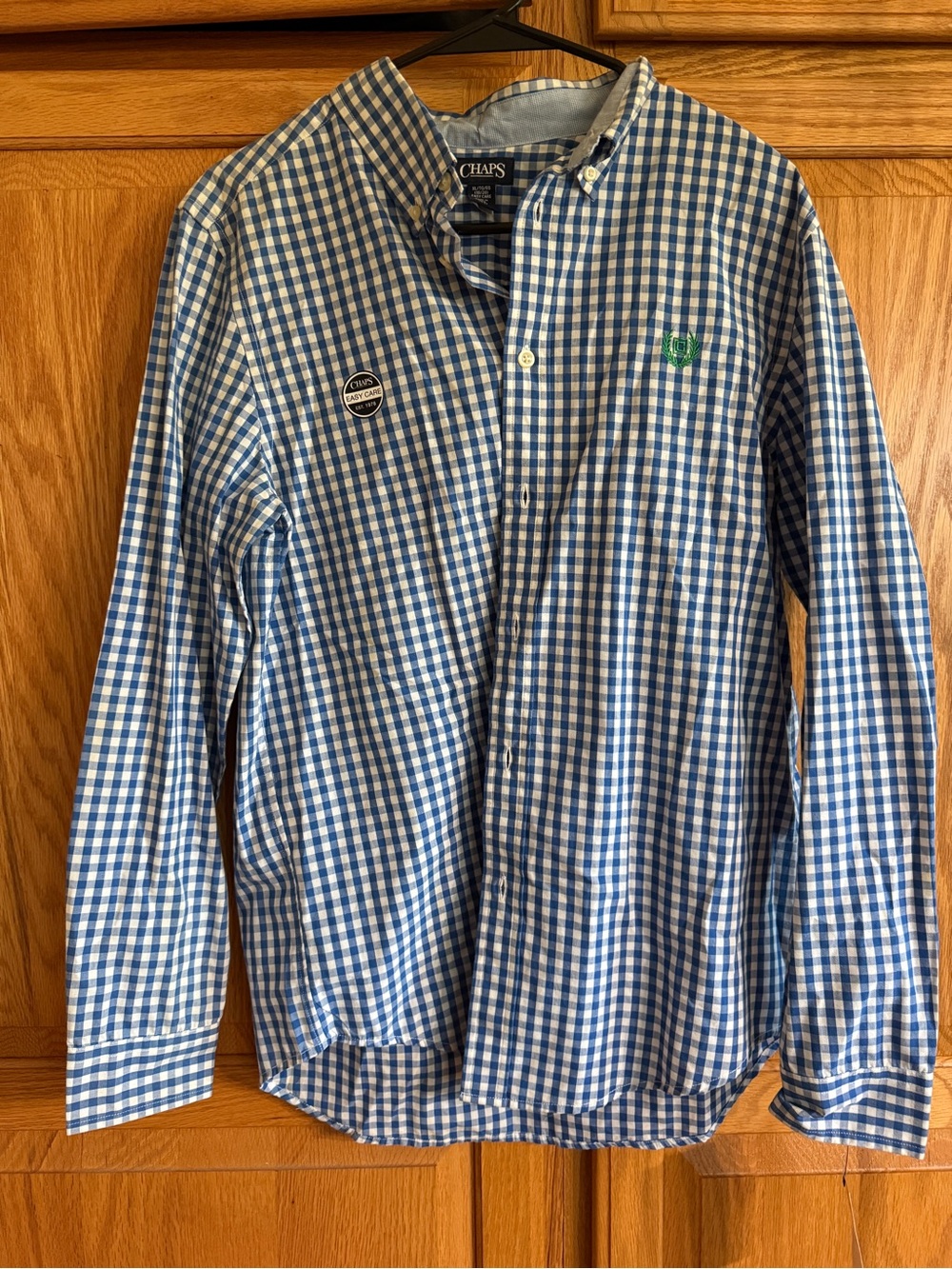Chaps Blue and White Gingham Button-Front Shirt Jacket